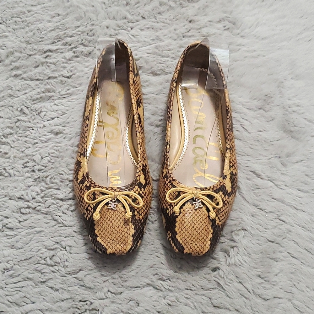 Sam Edelman snake skin bow flats shoes